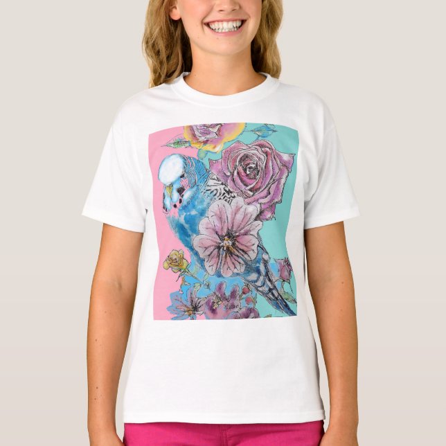 Camiseta Blue Budget Rosa Fllower Key Ring (Frente)