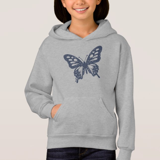Camiseta Blue Butterfly Minimal Nature Art by Papil (Frente)