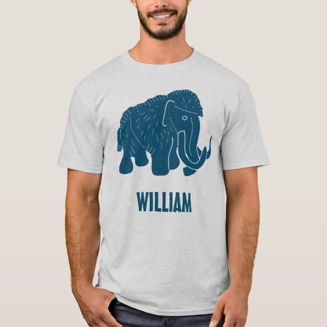 Camiseta Blue Cartoon Wooly Mammoth Personalizado (Frente)