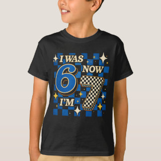 Camiseta Blue Checkered I was 6 Now I'm 7 Funny 67