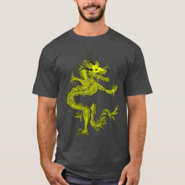 Camiseta Blue Colorful Traditional Chinese Dragon in Moon