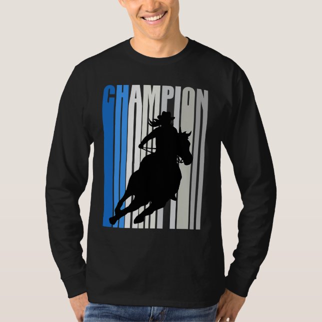 Camiseta Blue Cowgirl Champion Horse Riding Barrel Racing W (Frente)