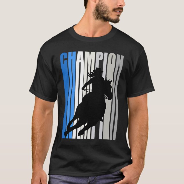Camiseta Blue Cowgirl Champion Horse Riding Barrel Racing W (Frente)