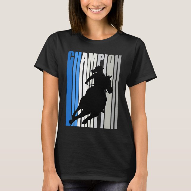 Camiseta Blue Cowgirl Champion Horse Riding Barrel Racing W (Frente)