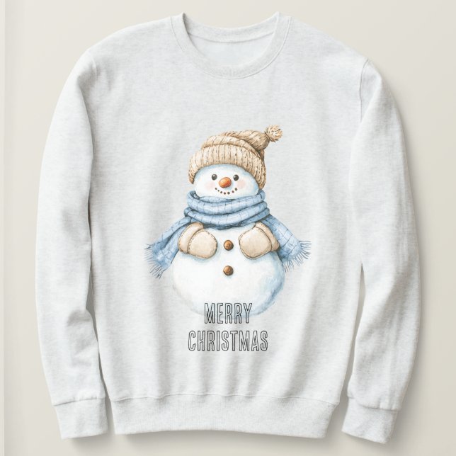 Camiseta Blue Cream White Snowman Natal (Frente do Design)