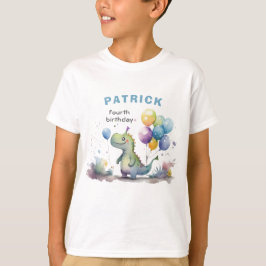 Camiseta Blue Dinosaur Boy Watercolor Aniversário