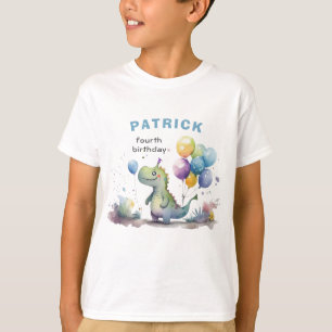 Camiseta Blue Dinosaur Boy Watercolor Aniversário