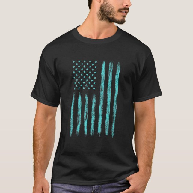Camiseta Blue Distressed US American Flag Patriotic For Men (Frente)