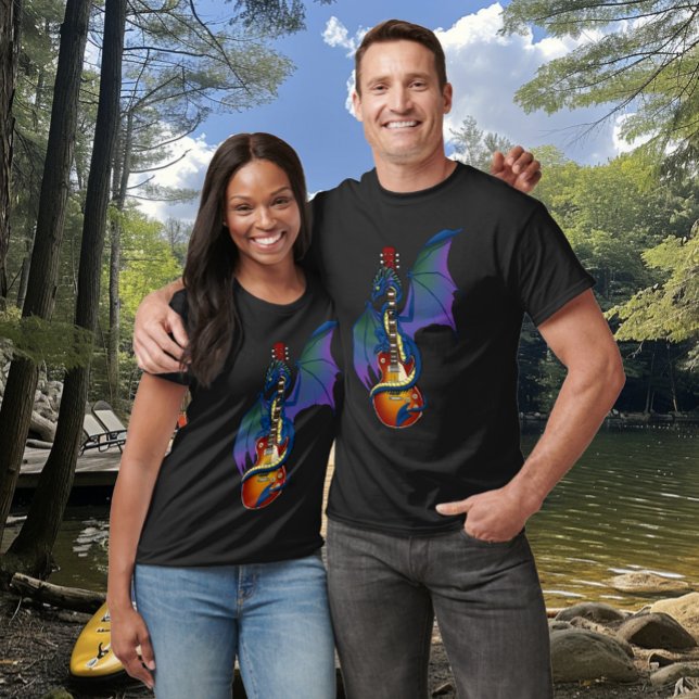 Camiseta Blue Dragon Sunburst Guitar Music (Criador carregado)