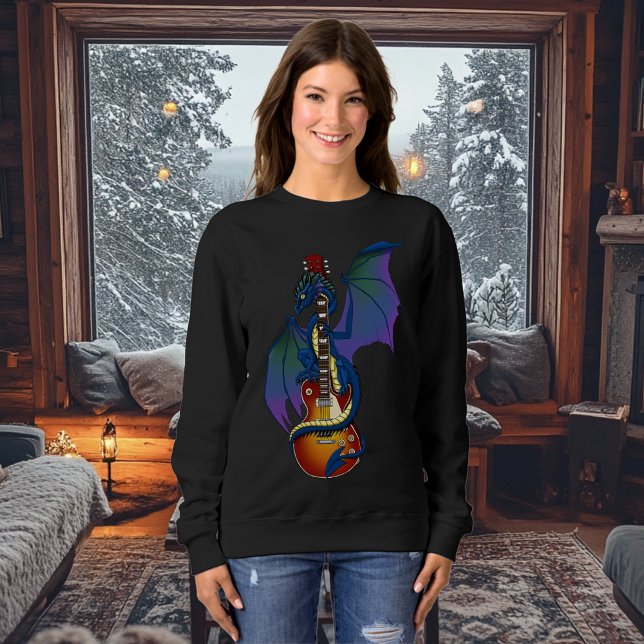 Camiseta Blue Dragon Sunburst Guitar Music (Criador carregado)