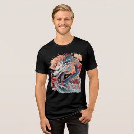 Camiseta Blue Dragon with Blossoms and Clouds