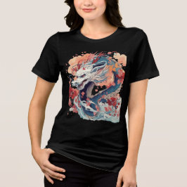 Camiseta Blue Dragon with Blossoms and Clouds