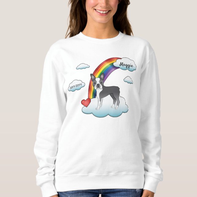 Camiseta Blue E Branco Boston Terrier Memorial Arco-Íris (Frente)