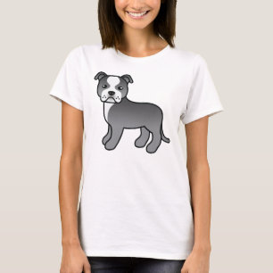 Camiseta Blue E White Staffordshire Bull Terrier Dog