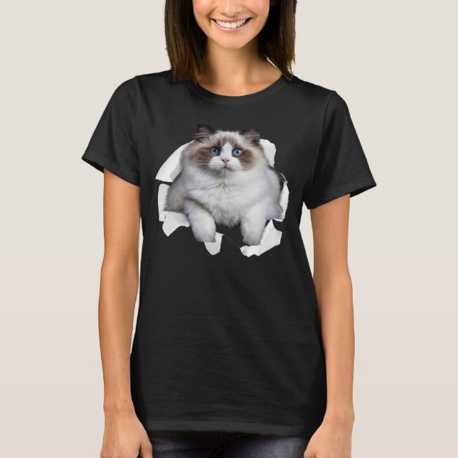 Camiseta Blue eye Kitten Torn Cloth Himalayan Birman Ragdol (Frente)