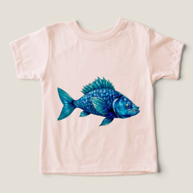 Camiseta Blue Fish with Spiky Fins and Scales (Design frontal)