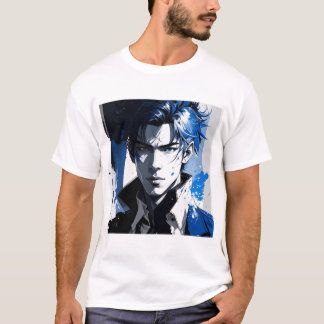 Camiseta Blue Gaze – Stylized Portrait in Paint and Motion