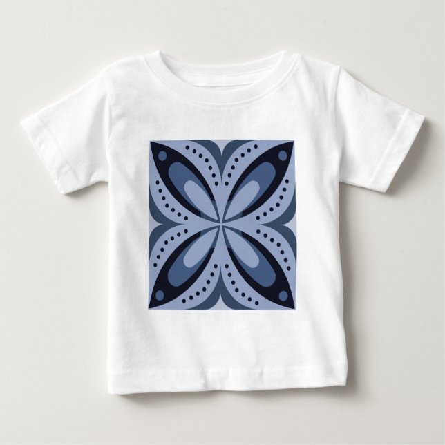 Camiseta Blue Geometric Pattern Retro Style (Frente)