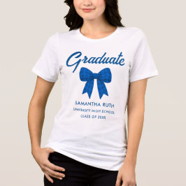 Camiseta Blue Gingham Bow Graduation