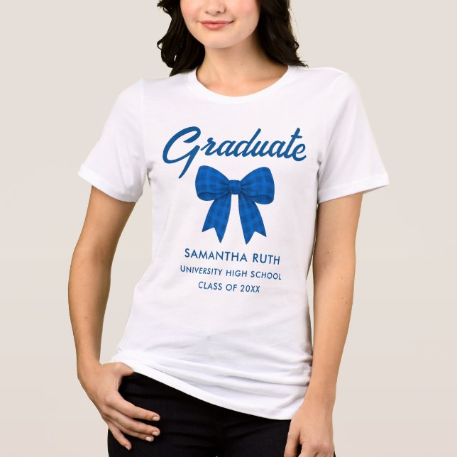 Camiseta Blue Gingham Bow Graduation (Frente)