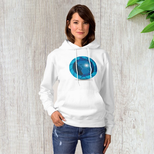 Camiseta Blue Globe Womens Hoodie (Criador carregado)