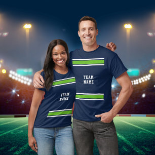 Camiseta Blue Green White Sports Jersey Team Name Unisex