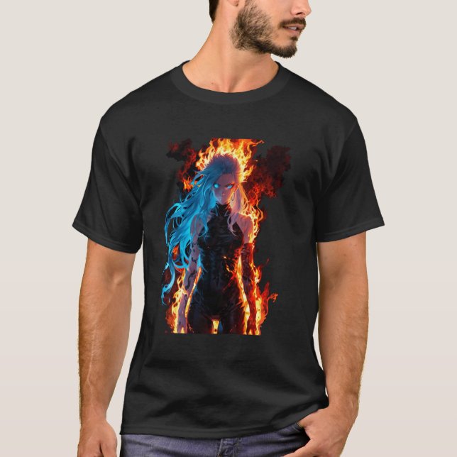 Camiseta Blue Haired Demon Fantasy em Hellfire (Frente)