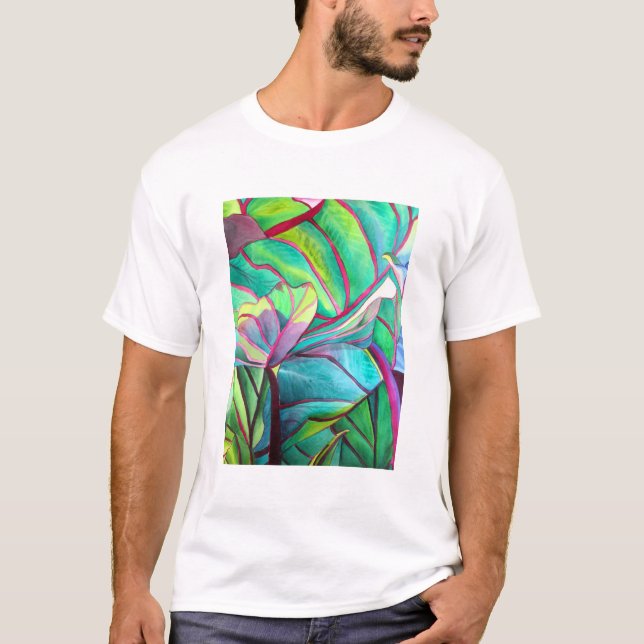 Camiseta Blue Hawaii - Folhagem tropical (Frente)