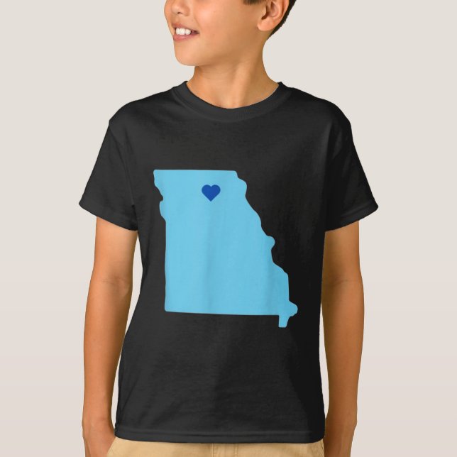 Camiseta Blue Heart In State Of Missouri (Frente)