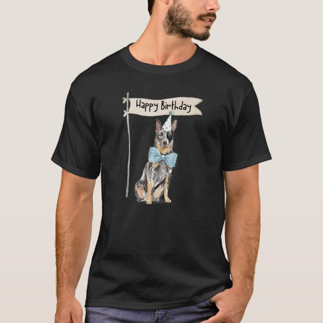 Camiseta Blue Heeler Herding Aussie Puppy Parabéns Pa (Frente)