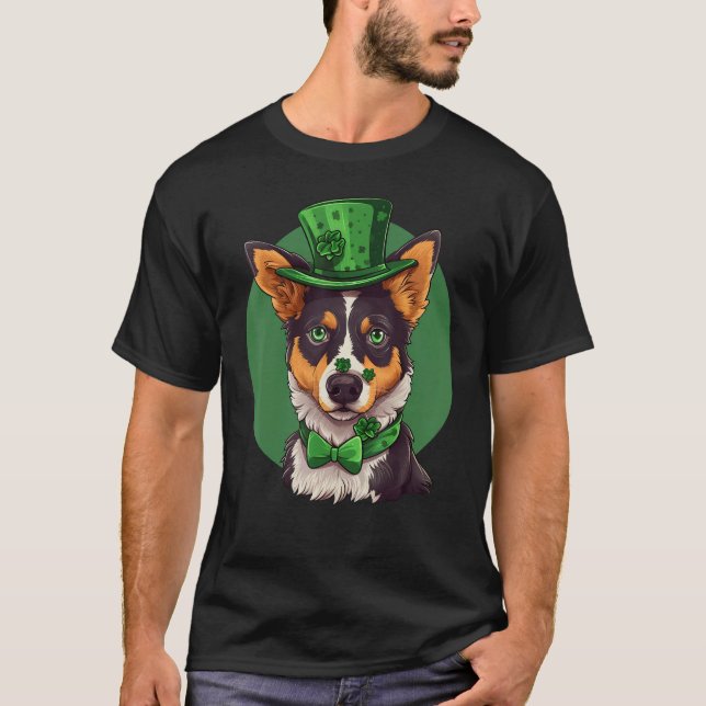 Camiseta Blue Heeler shamrock St Patricks Day Australian Ca (Frente)
