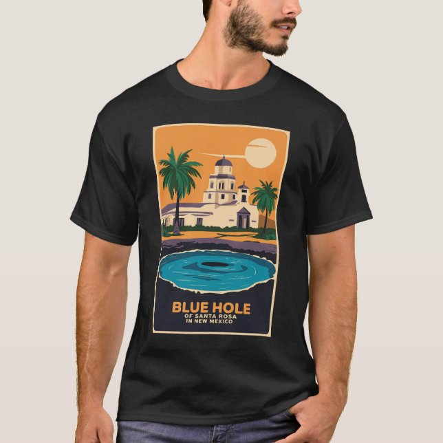 Camiseta Blue Hole New Mexico Viagem Art Vintage (Frente)