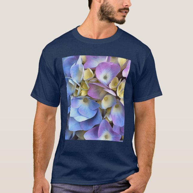 Camiseta Blue Hydrangea Shrub Artístico Bossom (Frente)