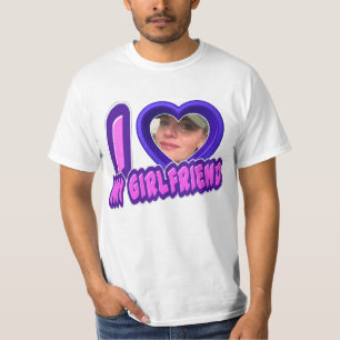 Camiseta Blue I Love My Namorada Foto Personalizada