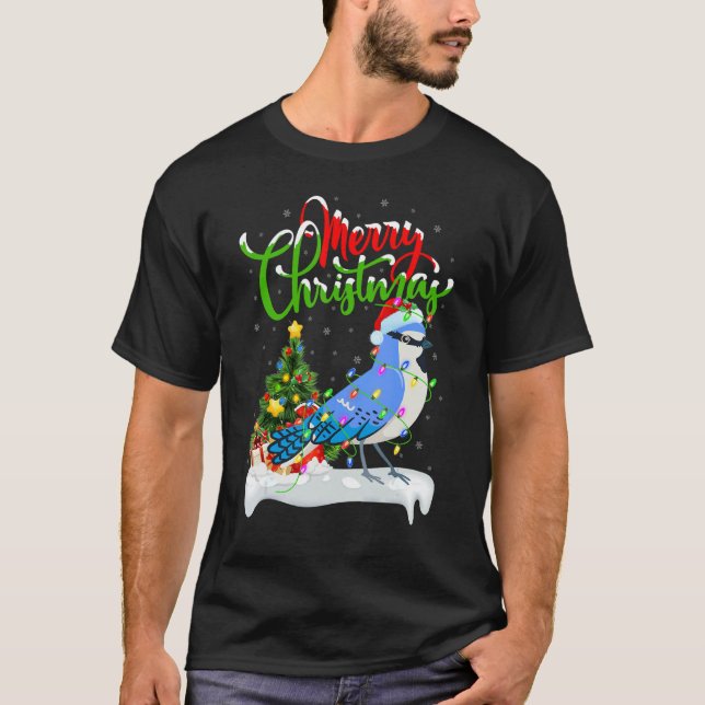 Camiseta Blue Jay Bird   Xmas Decoration Santa Blue Jay Chr (Frente)