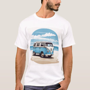 Camiseta Blue Kombi Beach Circle Tee - Vintage Coastal Cha