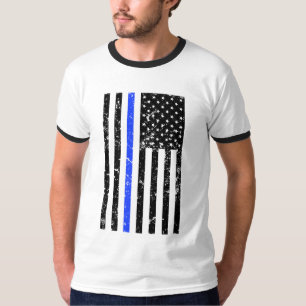 Camiseta Blue Line fino - agente da polícia - bandeira