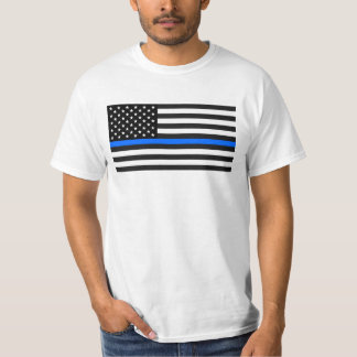 Camiseta "BLUE LINE FINO na BANDEIRA "