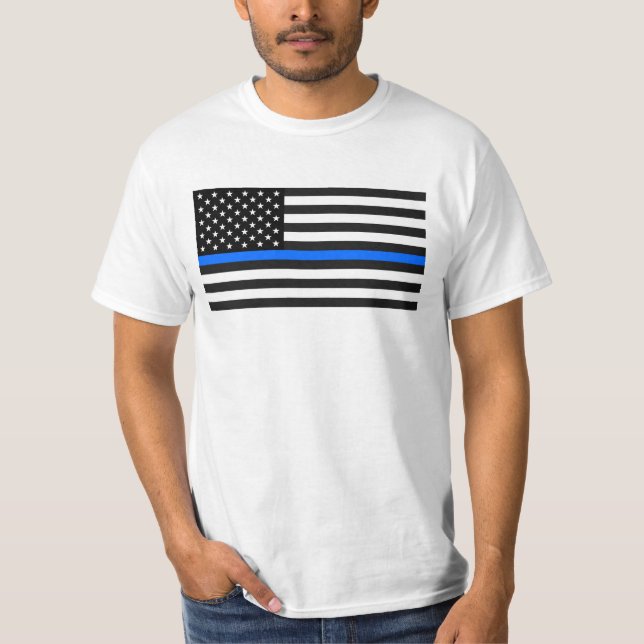 Camiseta "BLUE LINE FINO na BANDEIRA " (Frente)