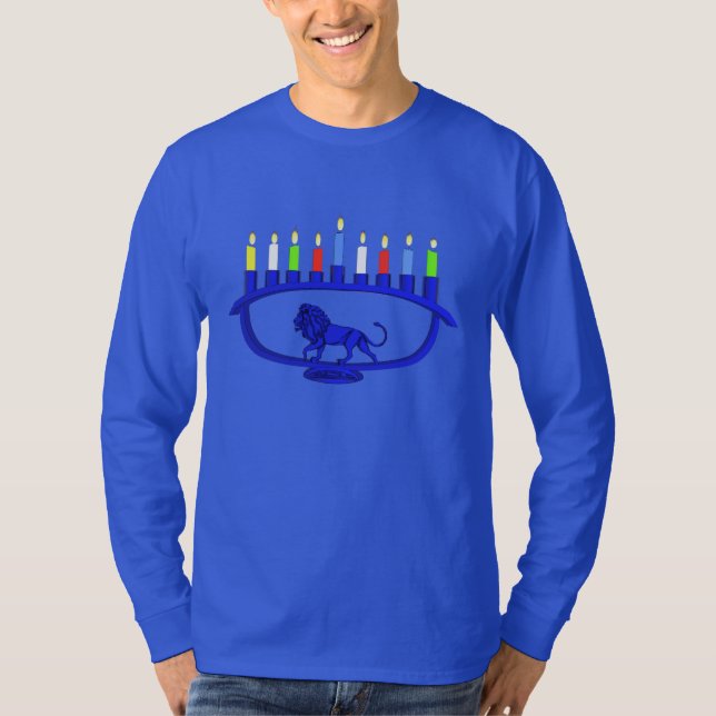 Camiseta Blue Lion Menorah (Frente)