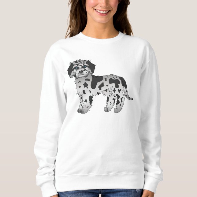 Camiseta Blue Merle Mini Goldendoodle Cachorro de Desenho A (Frente)