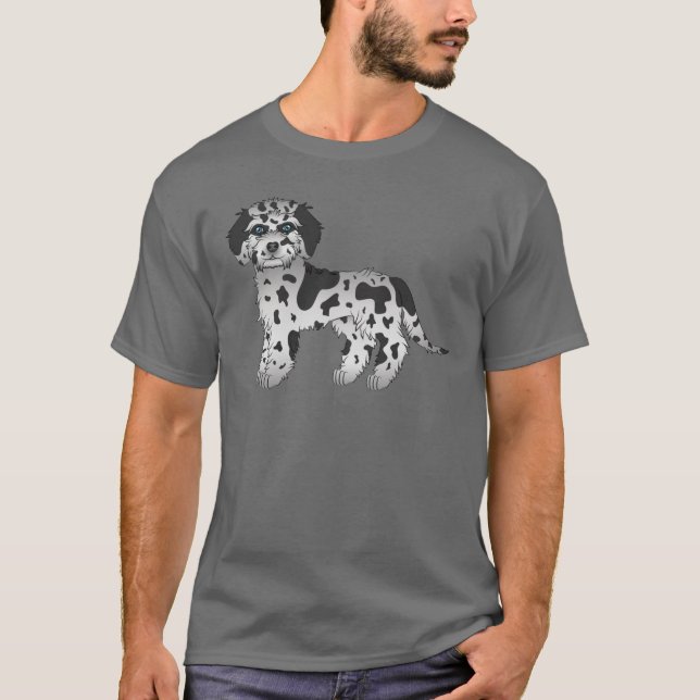 Camiseta Blue Merle Mini Goldendoodle Cachorro de Desenho A (Frente)