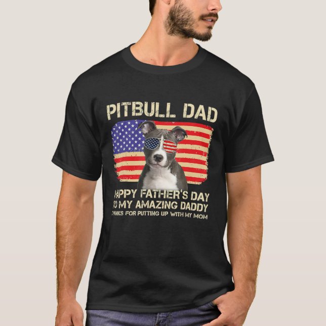 Camiseta Blue Nose Pitbull Dad Happy Fathers Day To My Amaz (Frente)