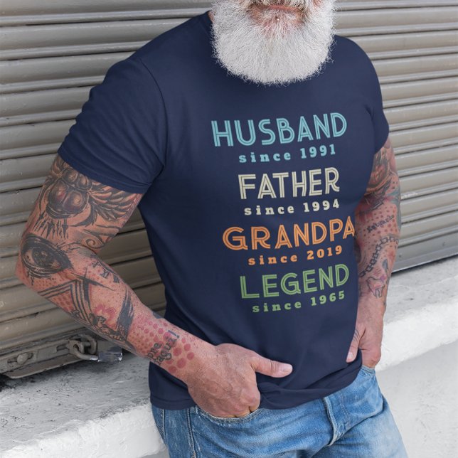 Camiseta Blue Orange Green Husband Padre Vovô Legenda (Criador carregado)