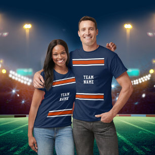 Camiseta Blue Orange White Sports Jersey Team Name Unisex