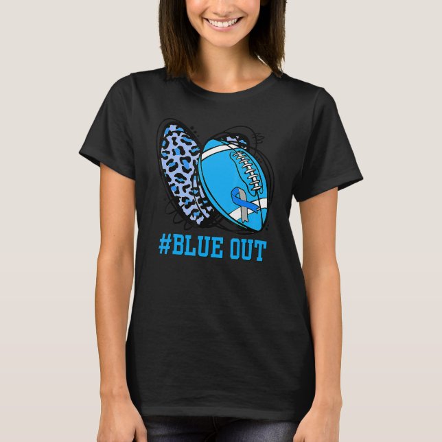 Camiseta Blue Out Football Tackle Diabetes Warrior Heart Le (Frente)