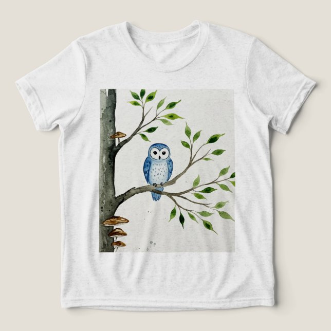 Camiseta Blue owl on a tree branch (Design frontal)