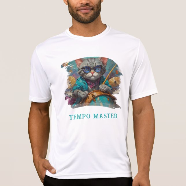 Camiseta *~* BLUE Percussionista Legal Cat AP91 DRUMMER (Frente)