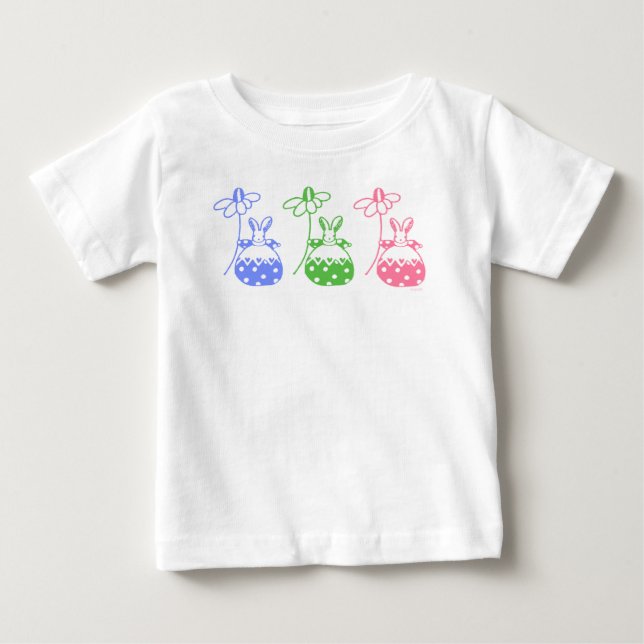Camiseta Blue,Pink e Green Daisy Bunny (Frente)