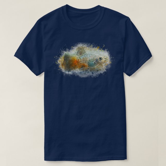 Camiseta Blue Platy Xiphophorus maculatus (Frente do Design)